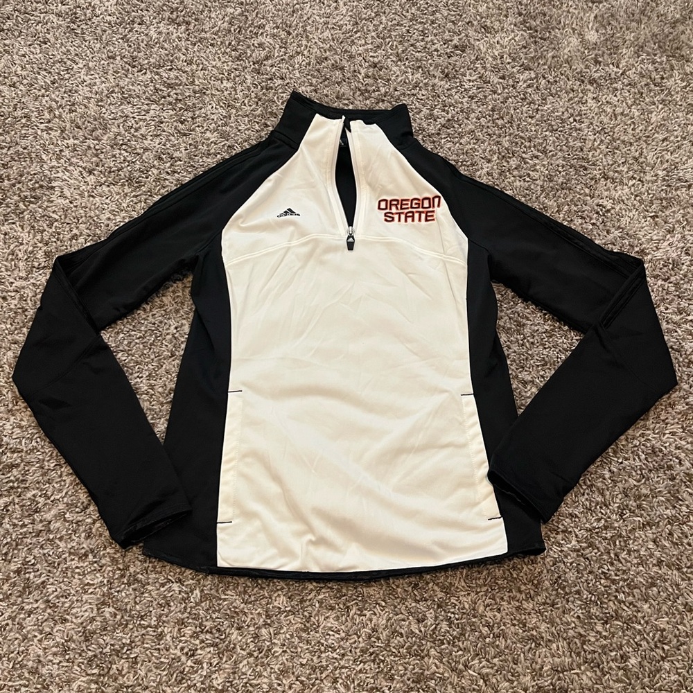 Adidas Women's Black and White Oregon State Quarter Zip